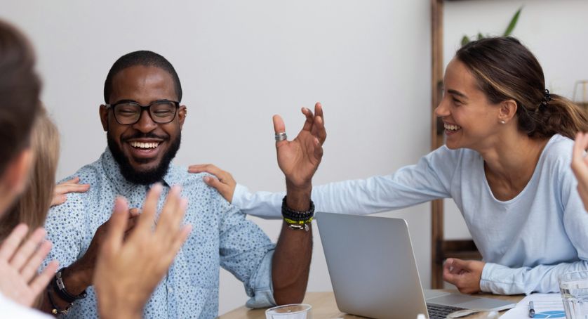 Team members building connection in the workplace