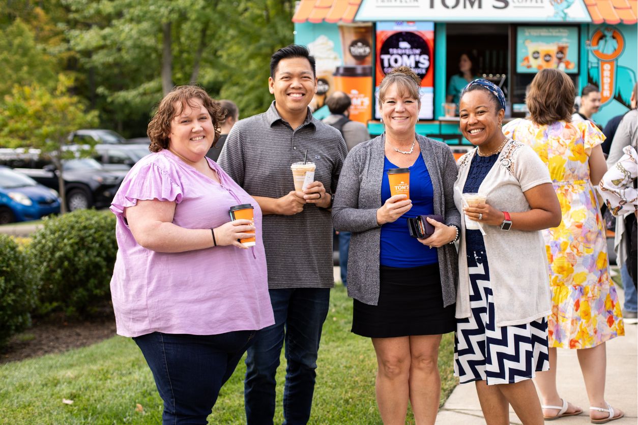 LCS Employees with Coffee from Coffee Truck