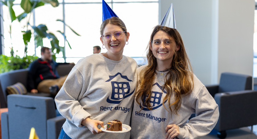 LCS employees celebrate the Rent Manager's birthday at the LCS office with cake and celebrations.